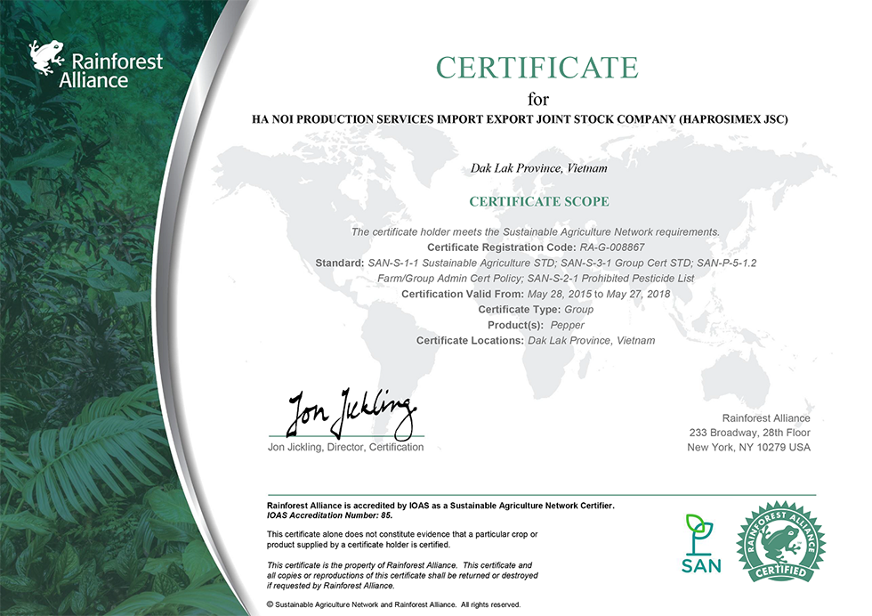 Chứng Nhận Rainforest Alliance