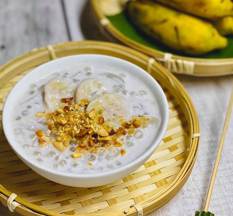 Các Bước cách làm chè chuối bột báng