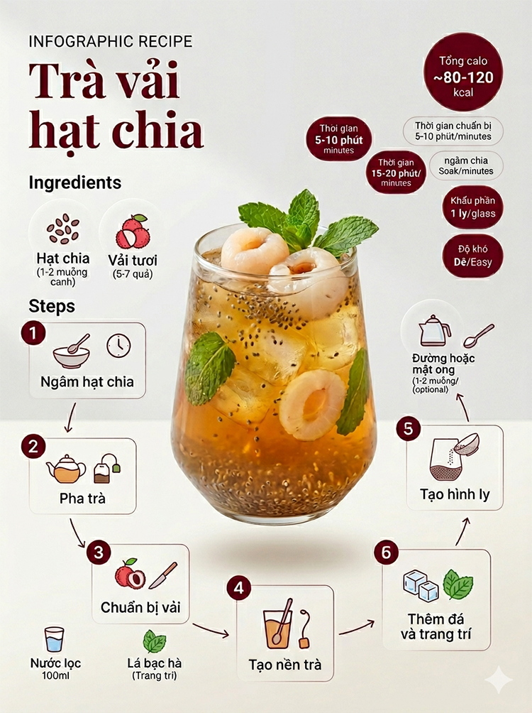 Các bước cách làm trà vải hạt chia