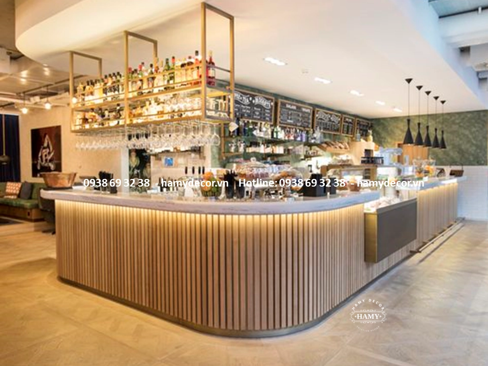 mặt bằng đẹp và thiết kế quầy bar nhượng quyền
