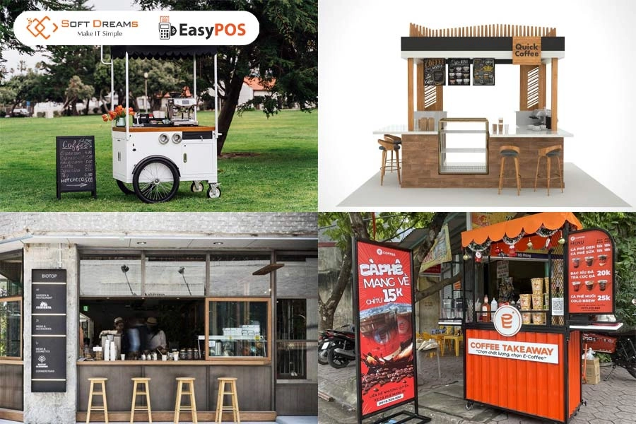 các mô hình kiosk take away và flagship cafe