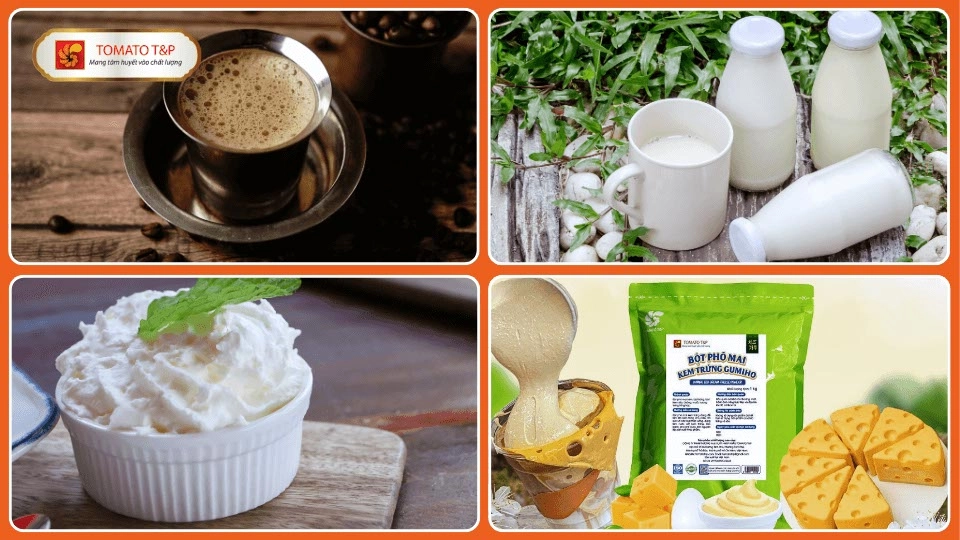 bộ dụng cụ đánh trứng và ly cà phê trứng trên bàn gỗ