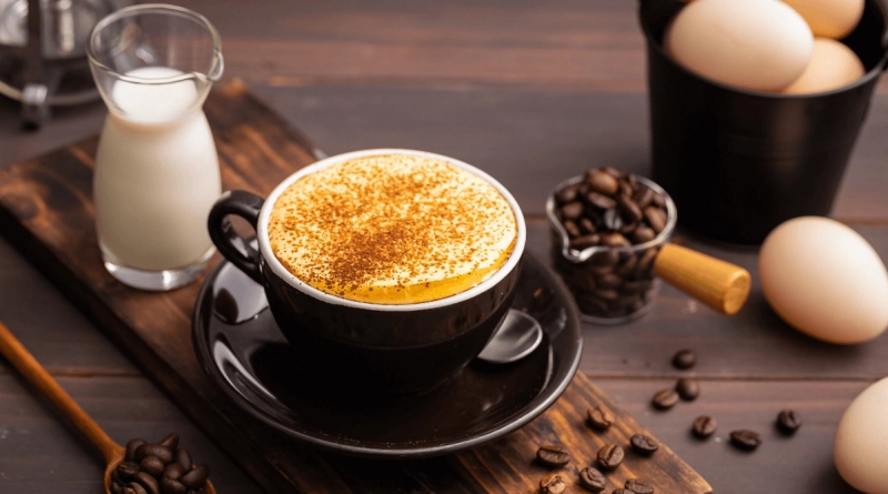 cafe trứng vị cacao và rượu rum nhẹ