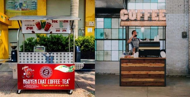 quầy cafe mang đi Laha Cafe tại góc phố