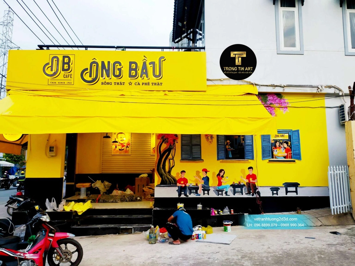 mat tien cua hang Cafe Ông Bầu khu trung tam