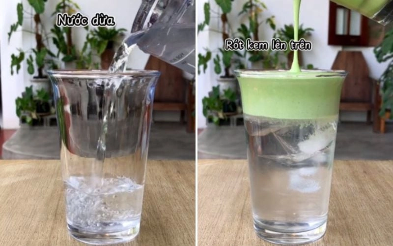 Biến tấu cacao dừa matcha kèm shot espresso