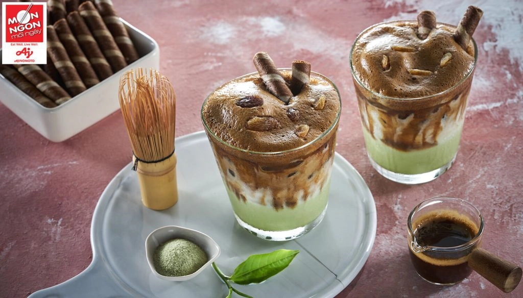 cà phê trứng cacao matcha trang trí đẹp mắt