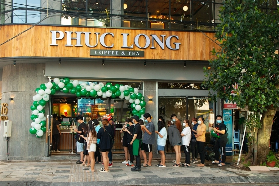 cửa hàng Phúc Long kiosk trong trung tâm thương mại