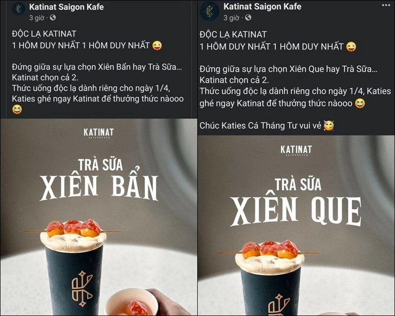 Ly cà phê và trà trái cây Katinat trên quầy