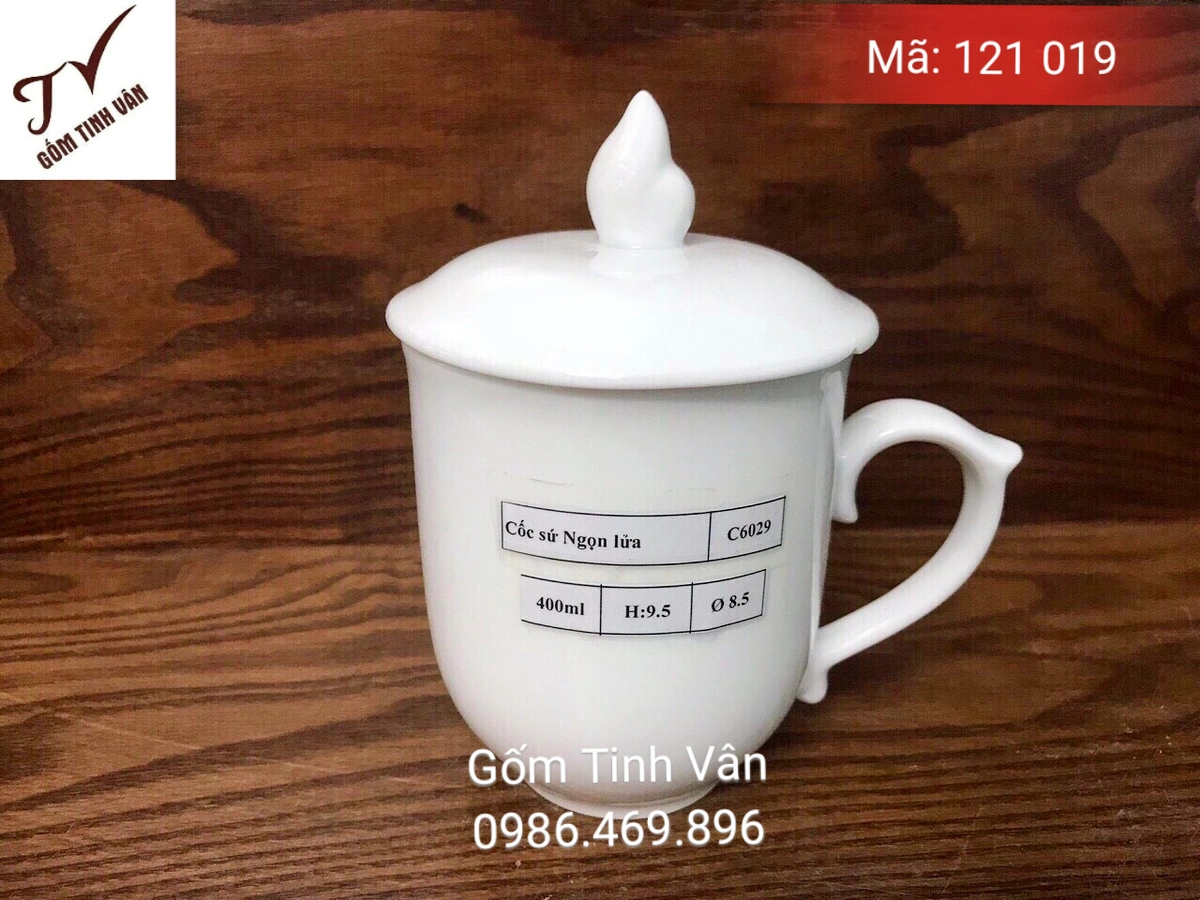 ly gốm Bát Tràng khắc tên kèm thiệp