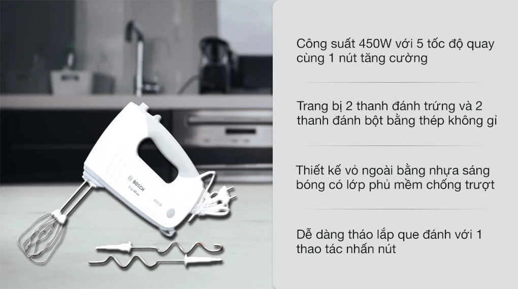 Máy đánh trứng cầm tay Bosch tạo bọt vàng