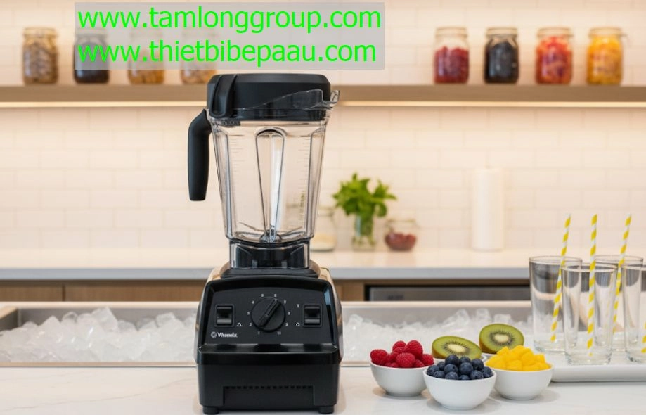 máy xay sinh tố Vitamix đang đánh kem trứng mịn