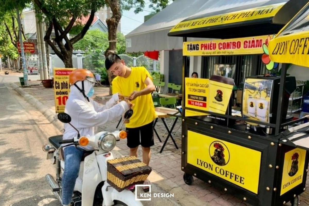 mô hình kiosk Cà phê Ông Bầu mang đi