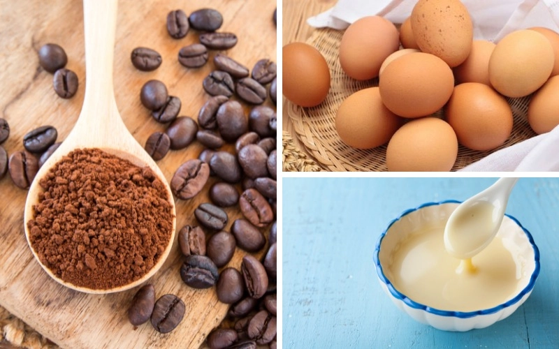 nguyên liệu cà phê trứng chuẩn quán tại nhà