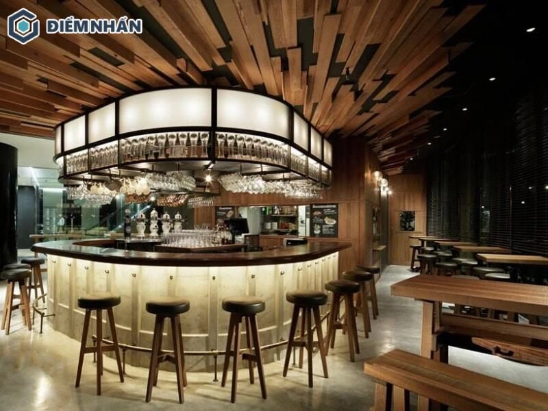 quầy bar Milano Coffee tối giản tối ưu công năng