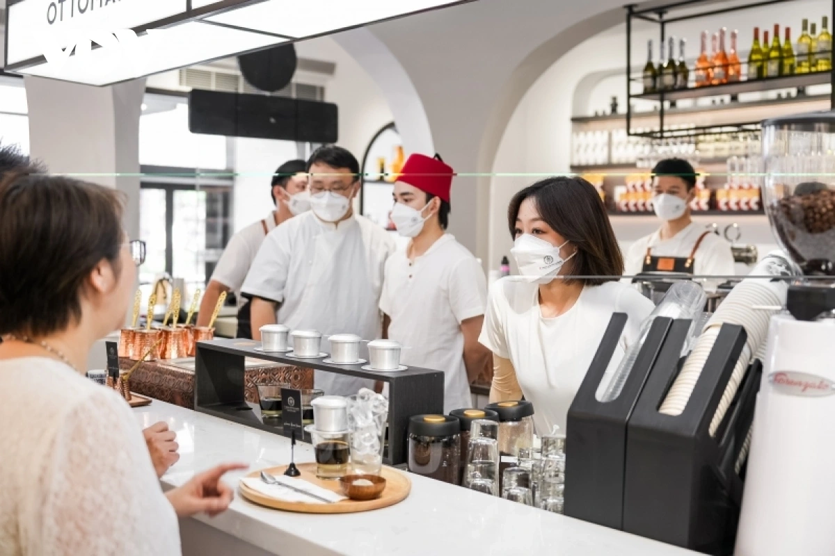quầy phục vụ cà phê kem trứng phong cách