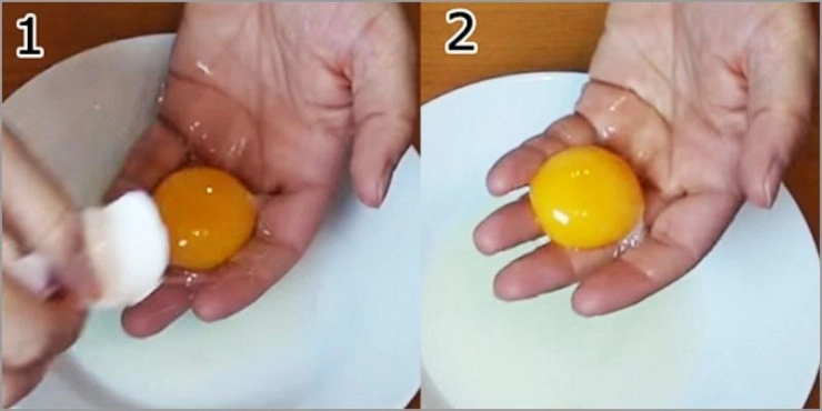 tách trứng sạch sẽ trên bàn bếp gọn gàng