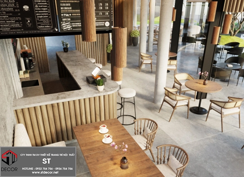thiết kế không gian quán Milano Coffee ấm cúng